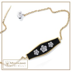 Bracciale in smalto nero e fiori | Gioielli De Nobili
